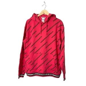 Unisex Moodswings hoodie hot pink black logo print hooded sweatshirt nwot‎